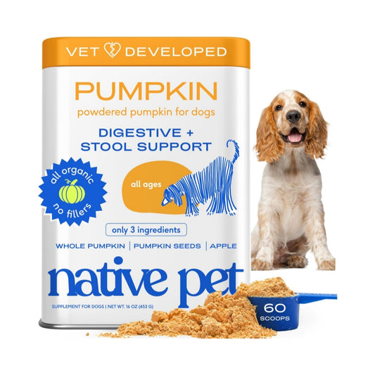 Native Pet Pumpkin for Dogs Organic Dog Food Topper Powder 60 Scoops